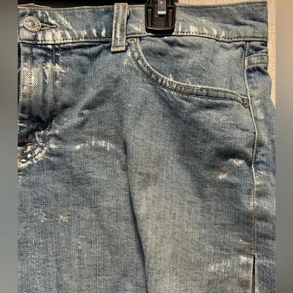 7 for all Mankind Metallic Silver Mid Rise Jean Shorts Size 32 - Picture 6 of 8